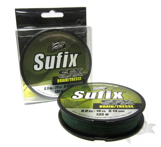 Шнур плетёный Sufix SFX BRAID зелёный 135м
