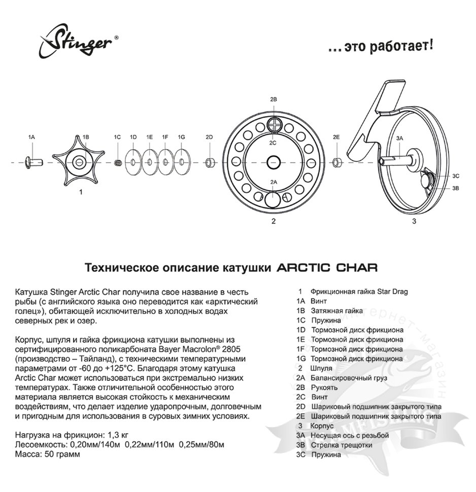 Катушка проводочная Stinger Arctic Char 60mm