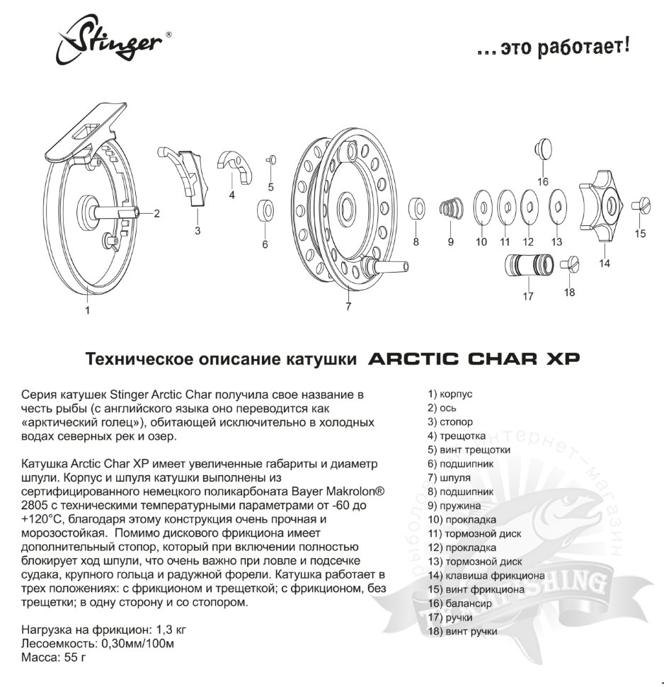 Катушка проводочная Stinger Arctic Char 70mm XP