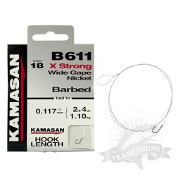 Крючки Kamasan B611 Wide Gape Strong с поводком (10 шт)