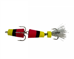 Мандула для рыбалки 8 см снасть джиговая придонная на щуку, сома, окуня 1 шт. (красный-желтый-черный)