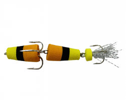 Мандула для рыбалки 8 см снасть джиговая придонная на щуку, сома, окуня 1 шт. (оранжевый-желтый-черный)