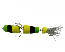 Мандула для рыбалки 8 см снасть джиговая придонная на щуку, сома, окуня 1 шт. (зеленый-черный-желтый)